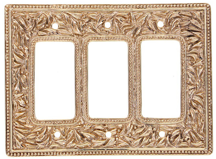San Michele 3-Gang Rocker Combination Wall Plate, 5.25" H x 7.13" W x 0.31" D, Polished Gold
