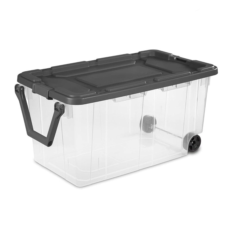 Sterilite Clear Plastic Stacking Storage Containers w/ Lid, Clear/Gray, 160 Quart