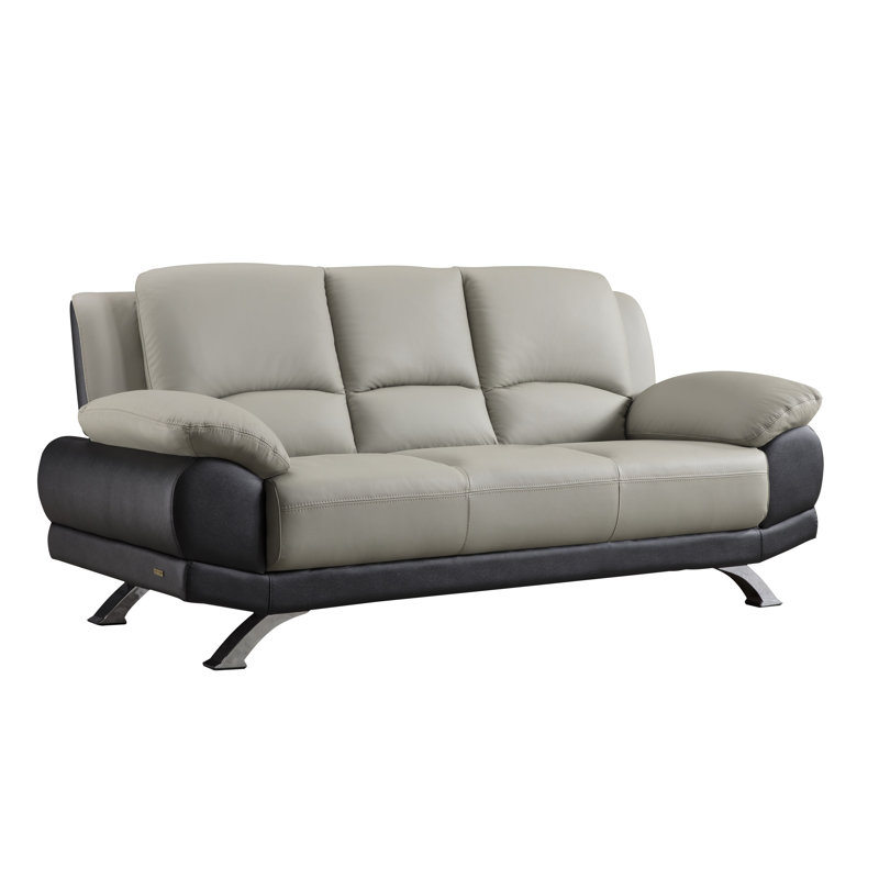 Upholstered 79'' Sofa, Gray/Black Leather Match