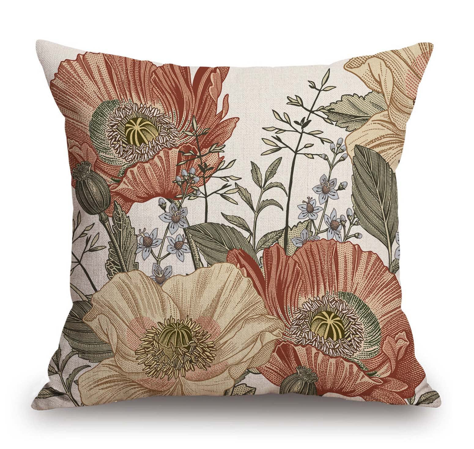 PSA LABORATORY FURNITURE LLC Vintage Flowers Pillow Cover Rustic Cotton ...