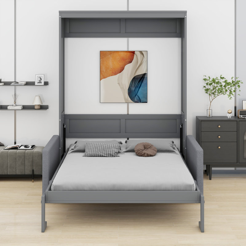 Lit escamotable élégant avec canapé, Gris