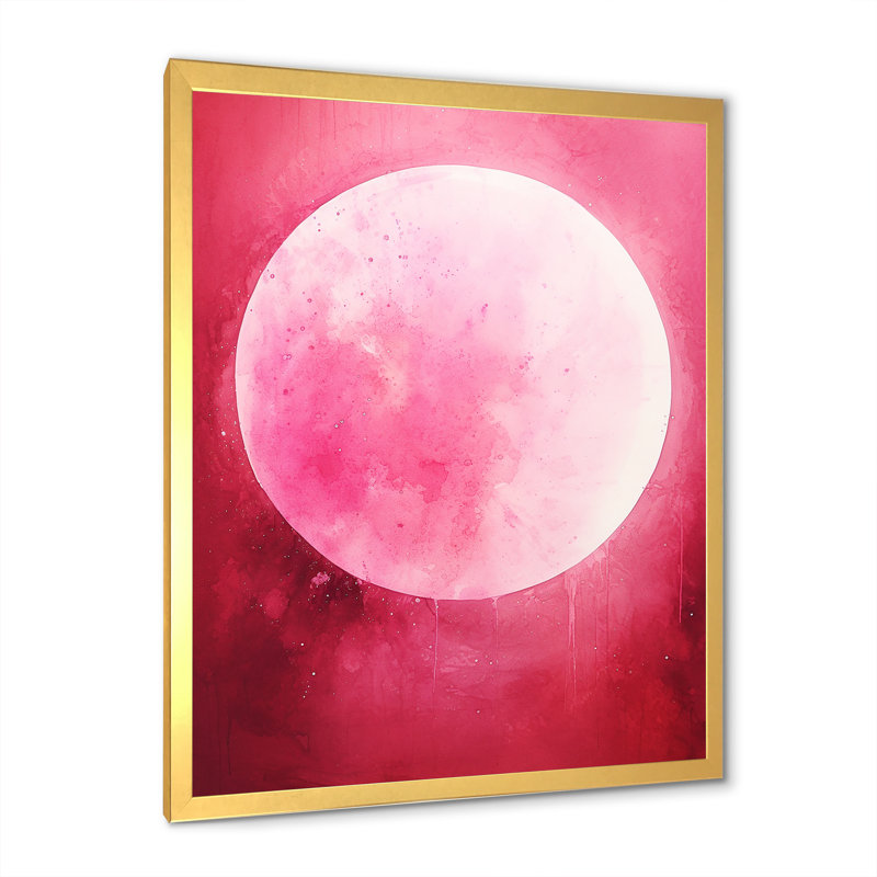 Système solaire au mercure magenta sur toile, Cadre doré simple, H 32 po x l 16 po x P 1 po
