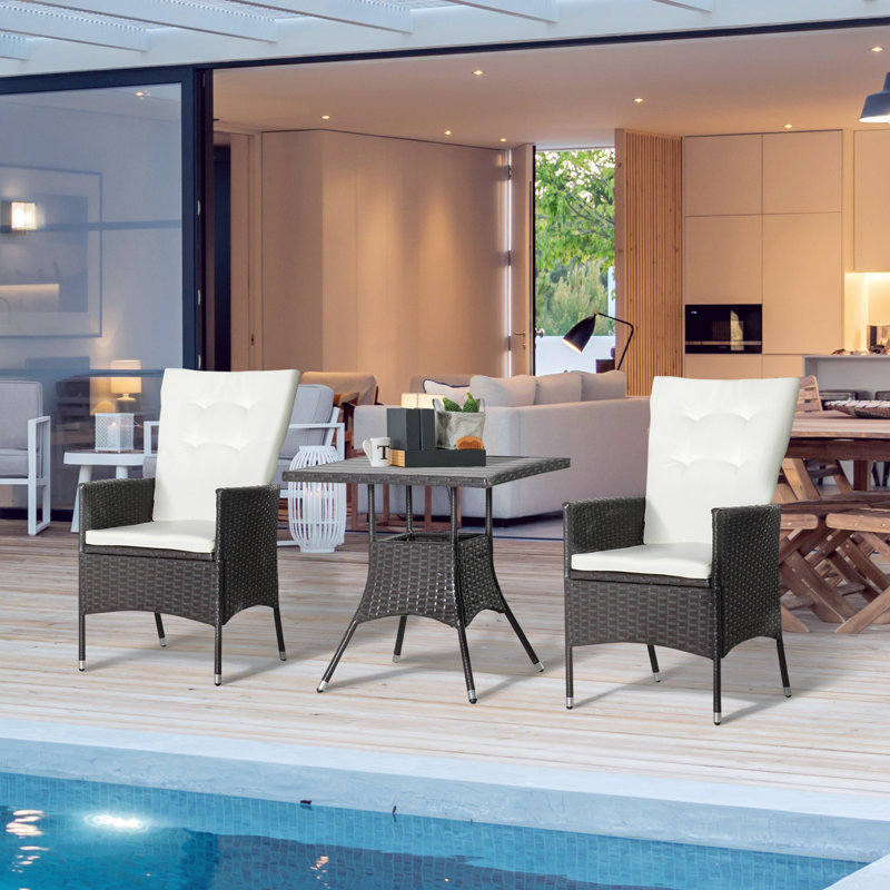 Ensemble bistro 3 pièces avec chaises inclinables et table basse pour la détente, le confort et le style