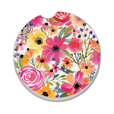 Sous-verre rond à motif floral