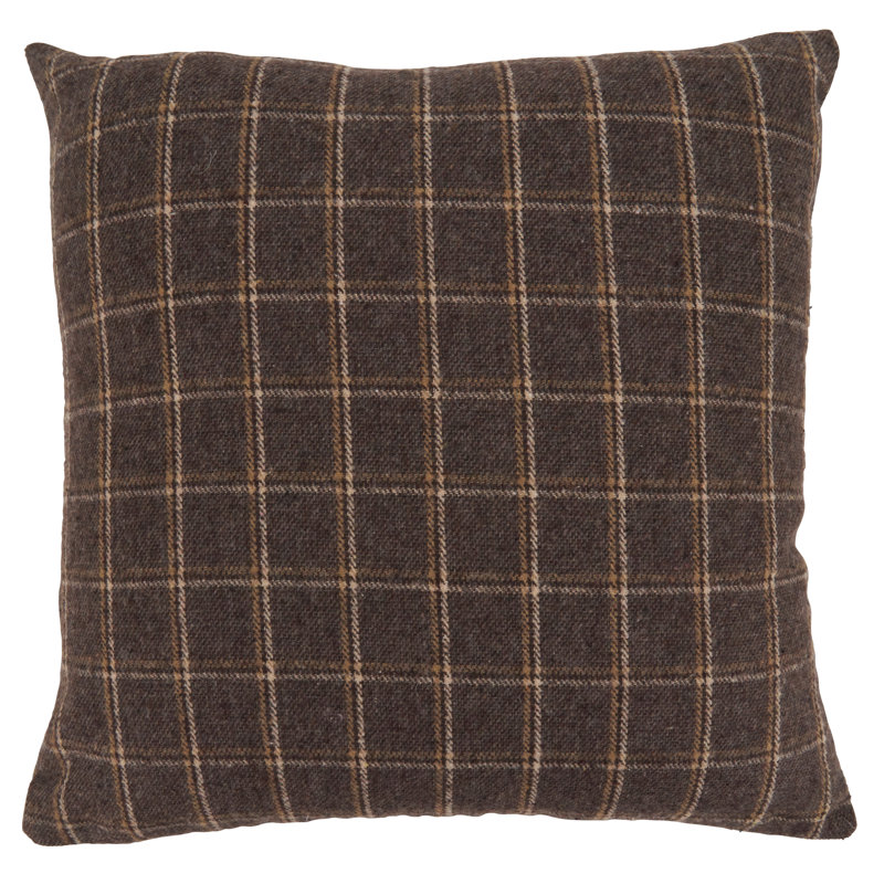 Brown Plaid Reindeer Applique Medium Throw Pillow