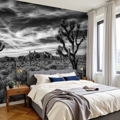 Papier peint adhésif auto-adhésif moderne pour la chambre à coucher avec arbres Bloom - L 69 po x l 96 po Peel and Stick