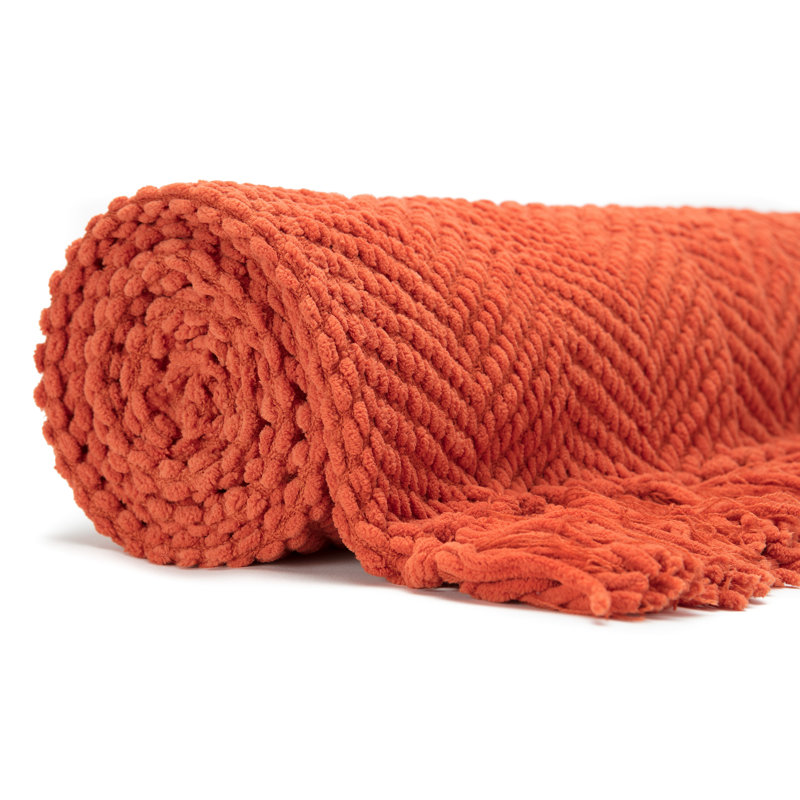 Jeté tricoté texturé , rouille, l 65 po x L 50