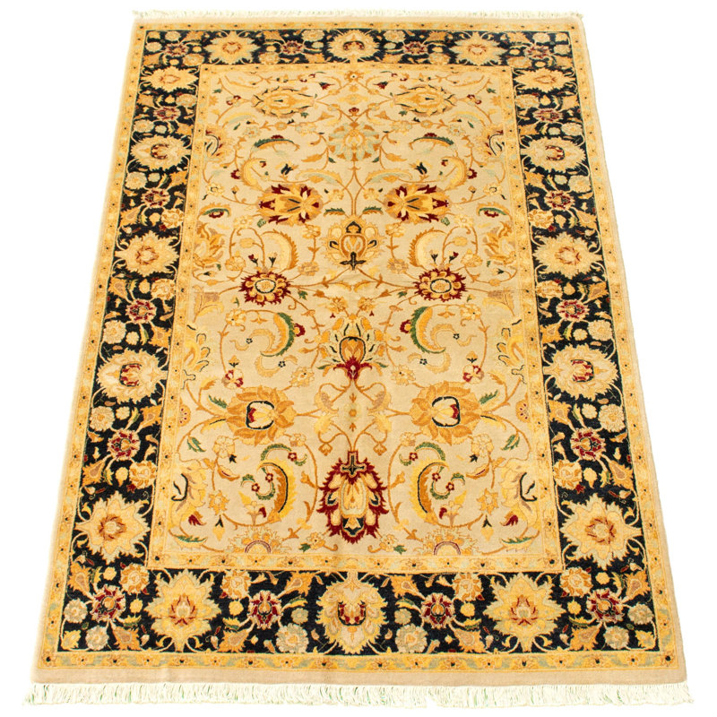 Tapis décoratif en laine noué à la main de conception unique 4 pi 8 po x 7 pi 4 po noué à la main new age