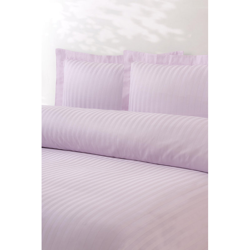 Ensemble de valise satinée à rayures, Lilas, Housse de couette pour très grand lit et 2 très