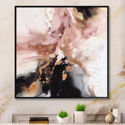 «Pink Gold Marble Texture I», reproduction d'art sur toile abstraite