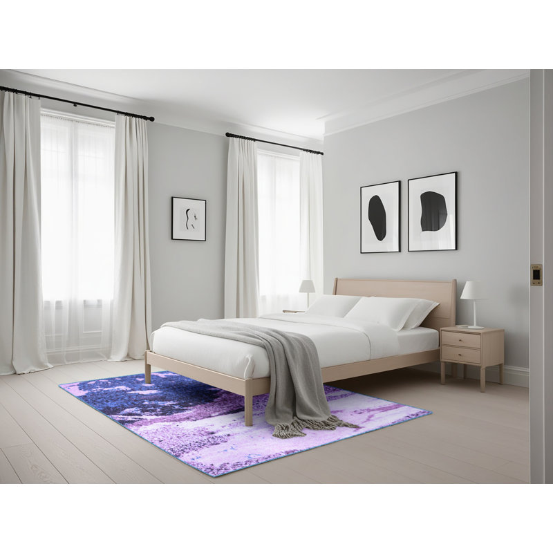 Tapis bleu / violet clair Hura, Rectangle 5 pi x 7 pi