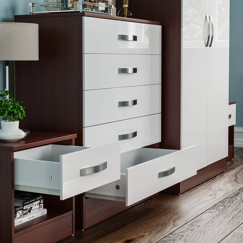 Arkadij Piece Bedroom Set, Walnut & White