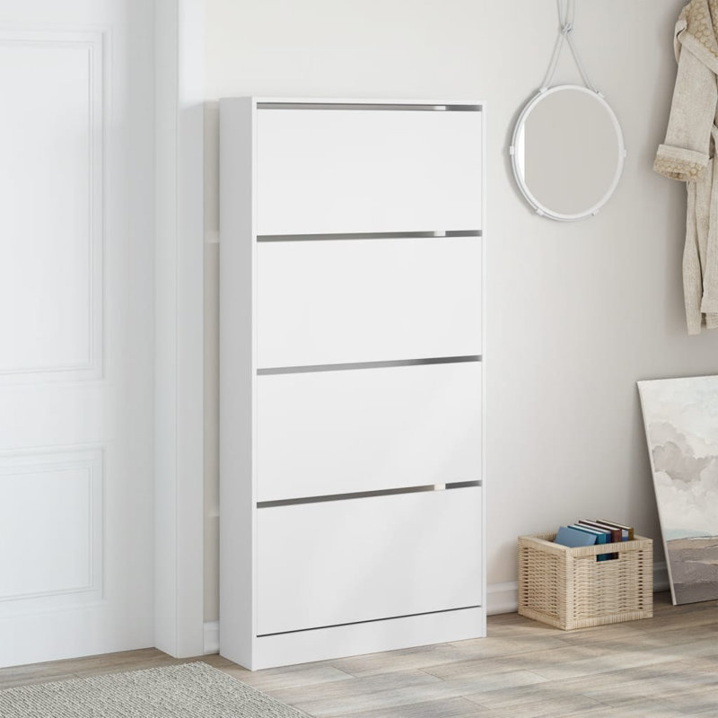12 Pair Shoe Storage Cabinet, White