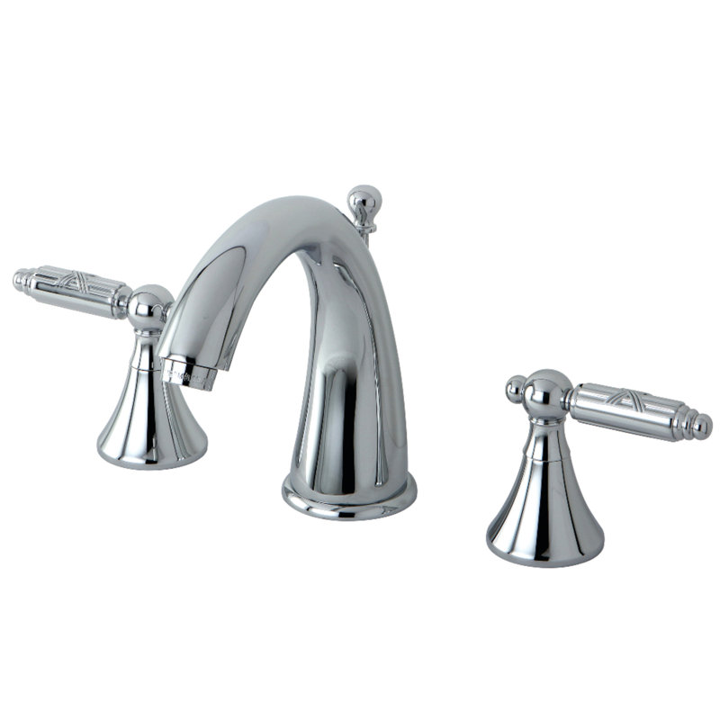 Robinet pour salle de bain espacé avec poignées doubles en croix, Chrome poli