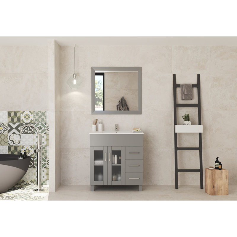 Ensemble de meuble-lavabo simple 32 po Keiwan, Gris