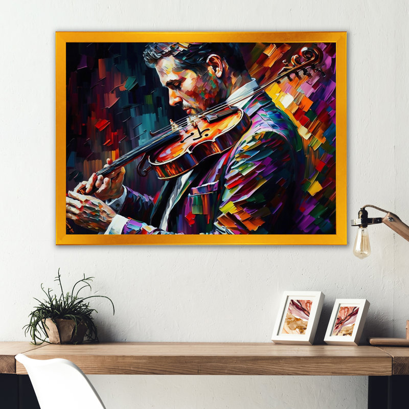 «Violin Player II», reproduction d'un seul cadre photo sur toile, H 24 po x l 32 po x P 1 po, Or