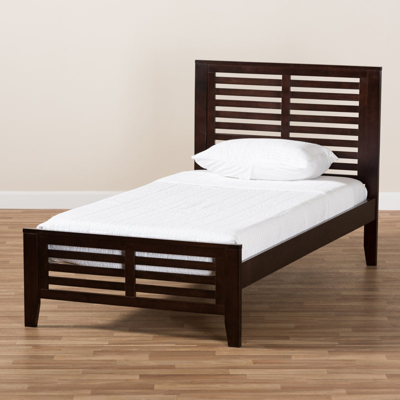Keitra Solid Wood Slat Bed, Dark Brown