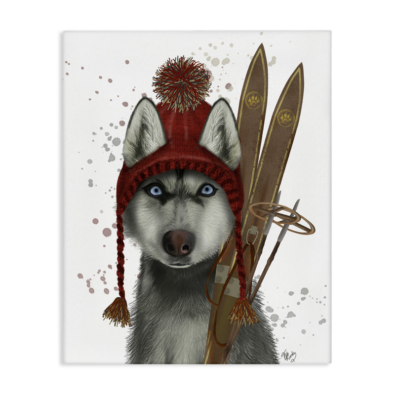 «Husky with Winter Skis» par Fab Funky, H 48 po x l 48 po