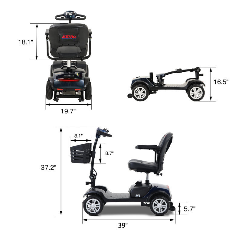 Four-wheel Compact Electric Mobility Scooter, Folding Mobility Scooter For Seniors, Compact Mobility Vehicle, Equipped With A 300w Motor, Suitable For Adults Weighing No More Than 300 Lbs (approximately 136 Kg)
