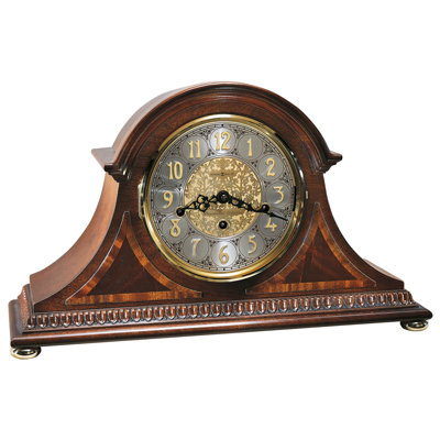 Traditional Analogue Mahogany Quartz Movement / Crystal Tabletop Clock in Windsor Cherry