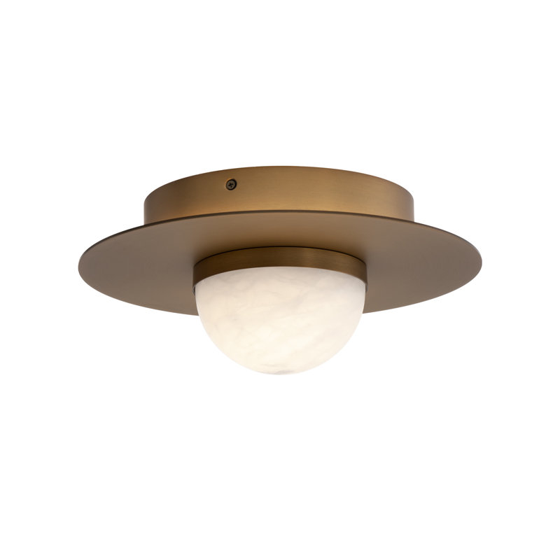 Landed LED Flush Mount, Antique Brass