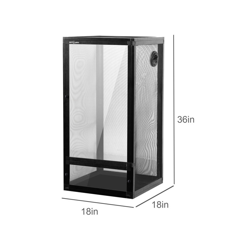 Cage à caméléon 18 po x 18 po x 36 po à ouverture frontale avec grillage en métal à 3 côtés, terrarium vertical 50 gallons