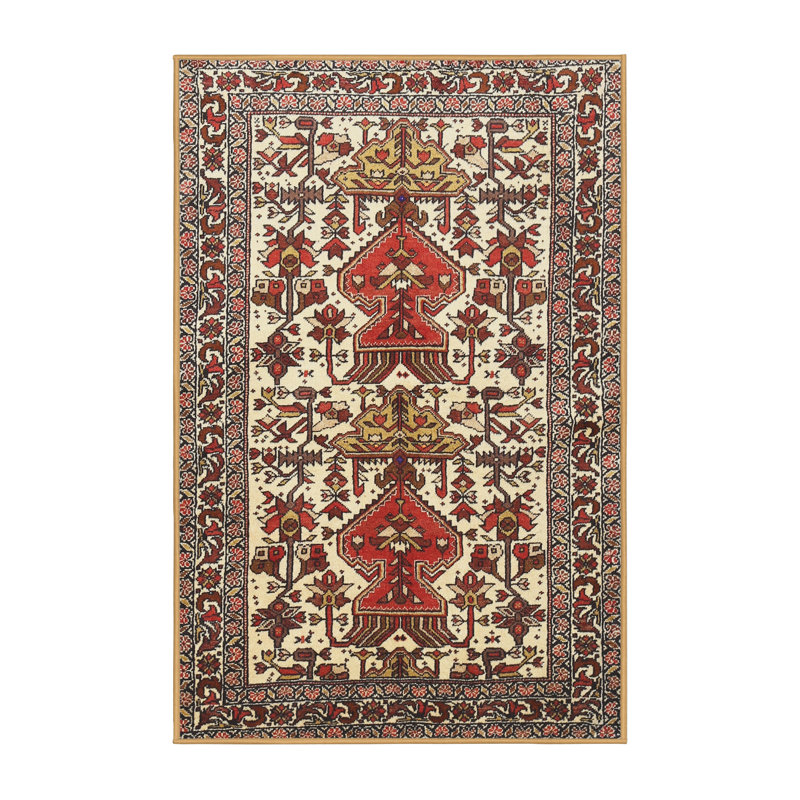 Tapis beige/gris traditionnel, Rectangle 4 pi x 6 pi