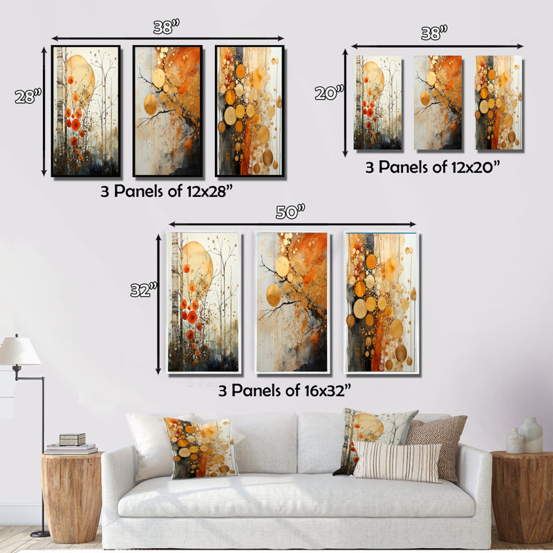 «Rustic Reflections», 3 pièces, H 28 po x l 36 po, Encadrement doré