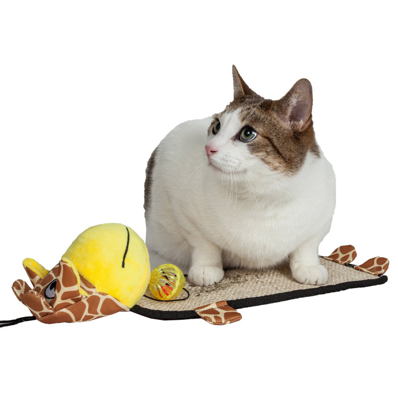 Grattoir pour chat avec chat en sisal et jute Paw-Pleasant