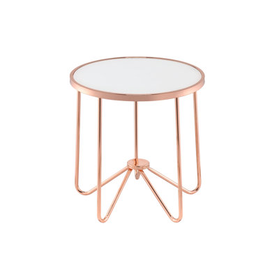 Table de bout en verre givré et finition or rose Alivia