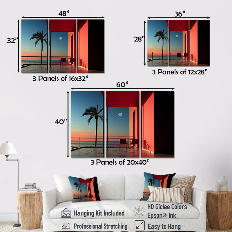 Coral Condos Skycrapers Cityscape - ensemble d'art mural sur toile gratte-ciel, H 32 po x l 48 po x P 1 po