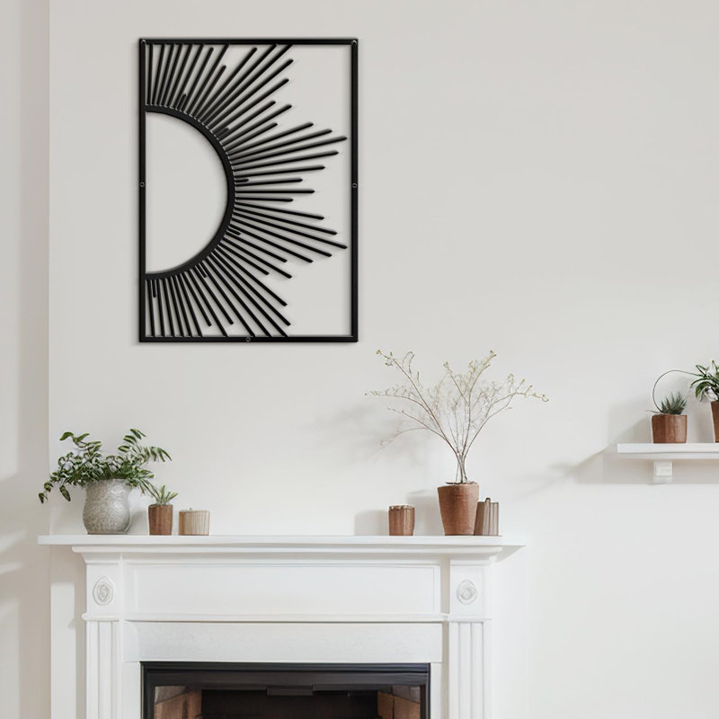 Décoration murale décorative abstraite murale en métal, H 18 po x l 12,86 po x P 0,05 po, Noir