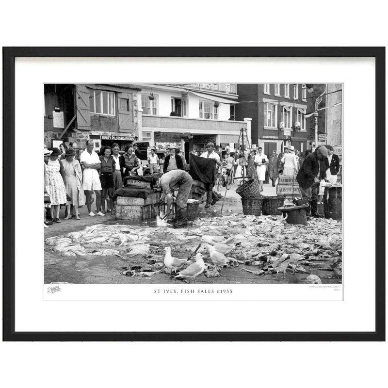 St Ives, Fish Sales C1955 by Francis Frith - Single Picture Frame Print, 45cm H x 60cm W x 2.3cm D