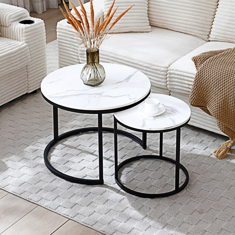 Table basse gigogne, Blanc, Noir