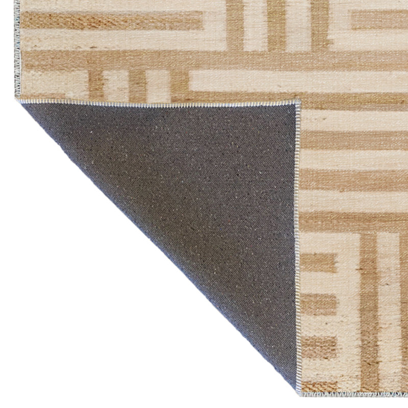 Tapis en polypropylène à motif rayé de couleur beige à motif numérique Noemie, Rectangle 5 pi x 6 pi 6 po