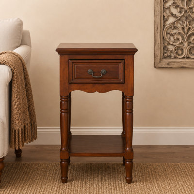 Table d'appoint latérale à 1 tiroir en bois brun Markley, 16 po x 16 po x 29 po