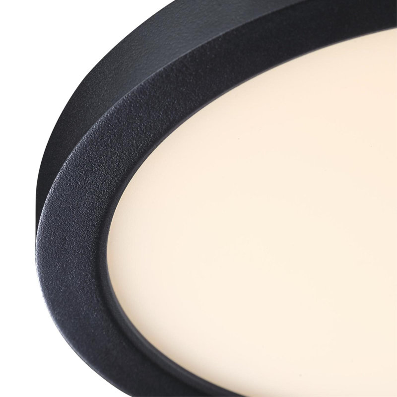 7 Inch 17 Watt Dimmable LED Indoor/Outdoor Flush Mount Fixture with Color Temperature Selection, Black Finish, Frosted Polycarbonate Shade
