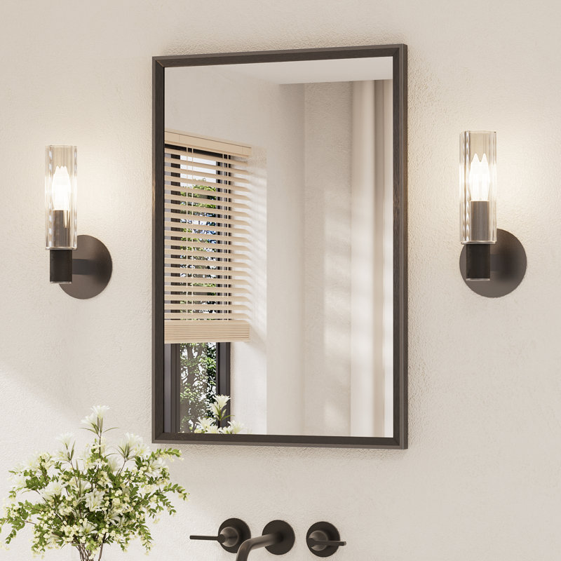 Miroir de salle de bain rectangulaire, 24 po x 32 po, Noir mat