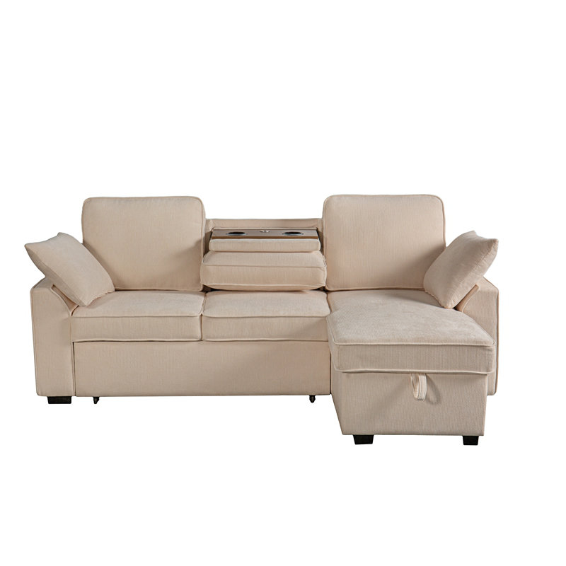 Multi - Functional Sectional Sofa Ensemble Featuring a Removable Cup Holder Tray, Storage - Integrated Chaise and Adjustable Backrests