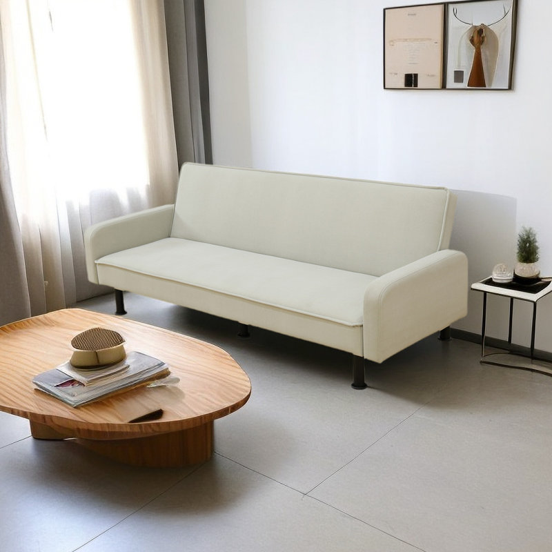 Upholstered 77.5'' Sleeper Sofa, Light Beige
