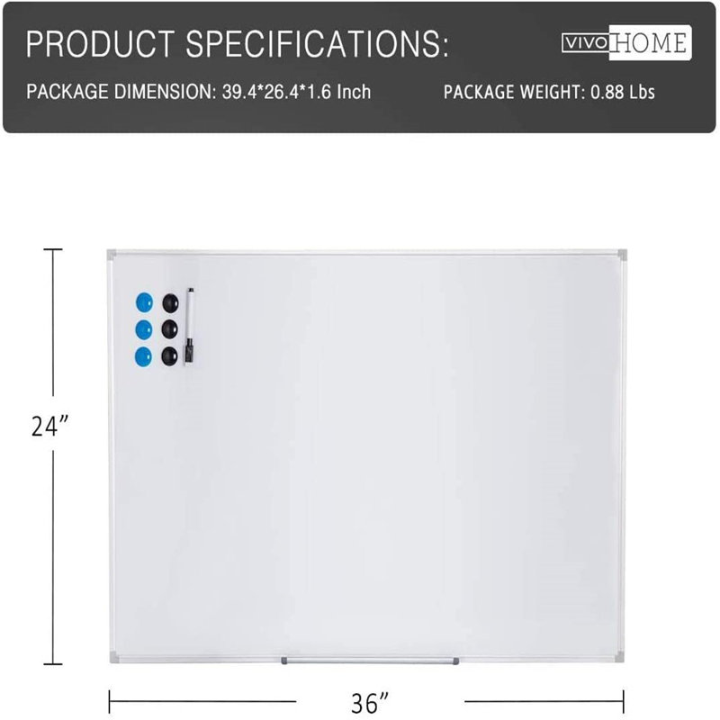 VIVOHOME Yes Vinyl Metal Whiteboard