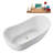 59" Streamline Soaking Glossy White Freestanding Tub With Internal Drain in Brushed Brass