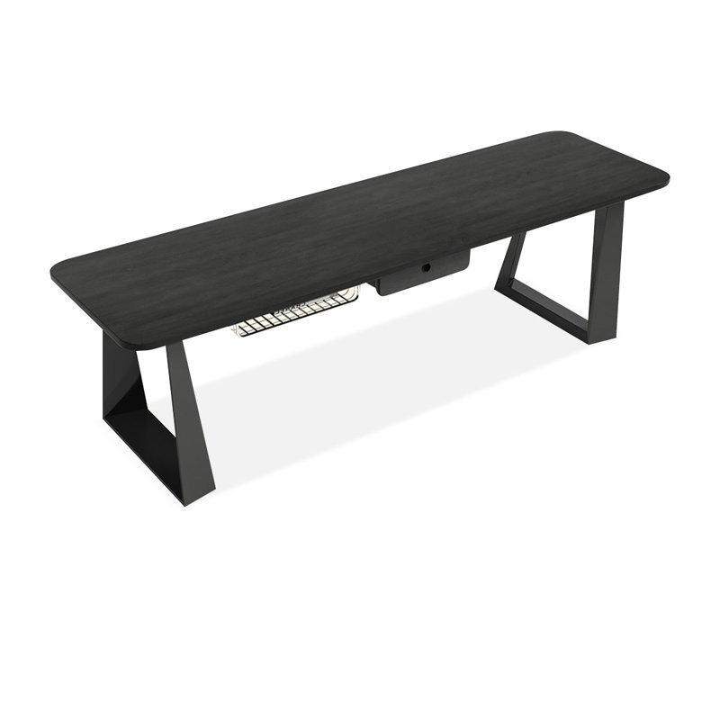 Bureau rectangulaire noir en bois massif et fer, H 29,53 po x l 78,74 po x P 23,62 po