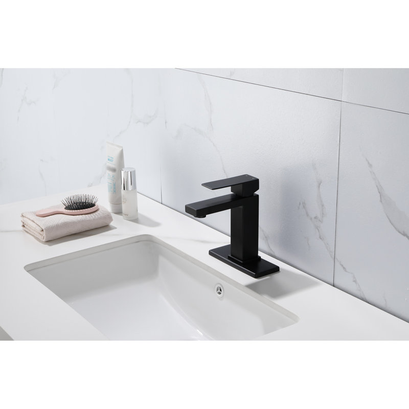 Robinet de lavabo de salle de bain à poignée simple avec trop-plein, noir mat, débit d'eau rempli de bulles et finition antirouille