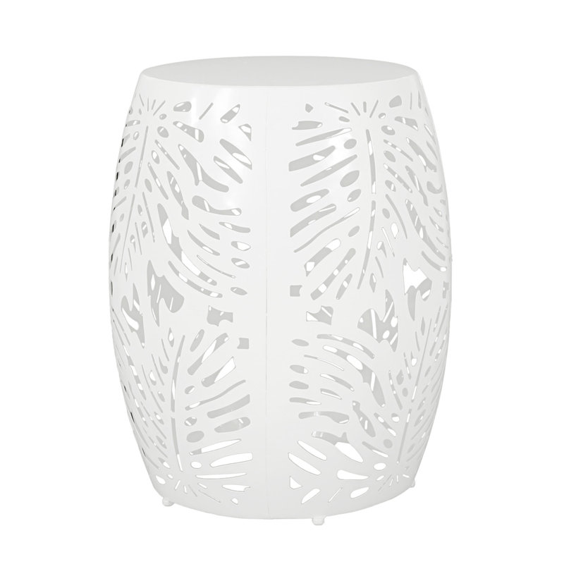 Outdoor End Table, White