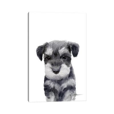 Miniature Schnauzer Puppy - Wrapped Canvas Painting