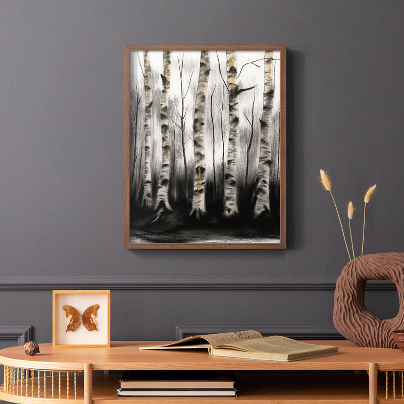 Paysages de la série XV - reproduction encadrée de qualité supérieure - prête à être accrochée - aucun clou requis, Noyer