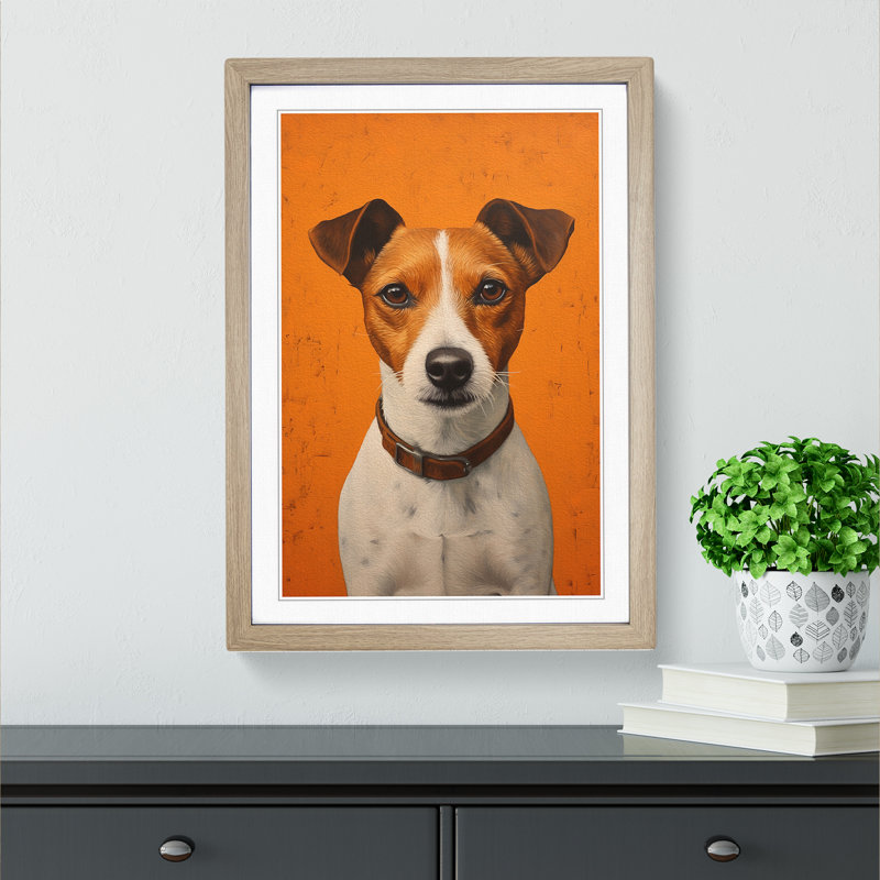 Jack Russell Contemporary - Framed Print, Oak Framed, 46cm H x 34cm W x 2cm D