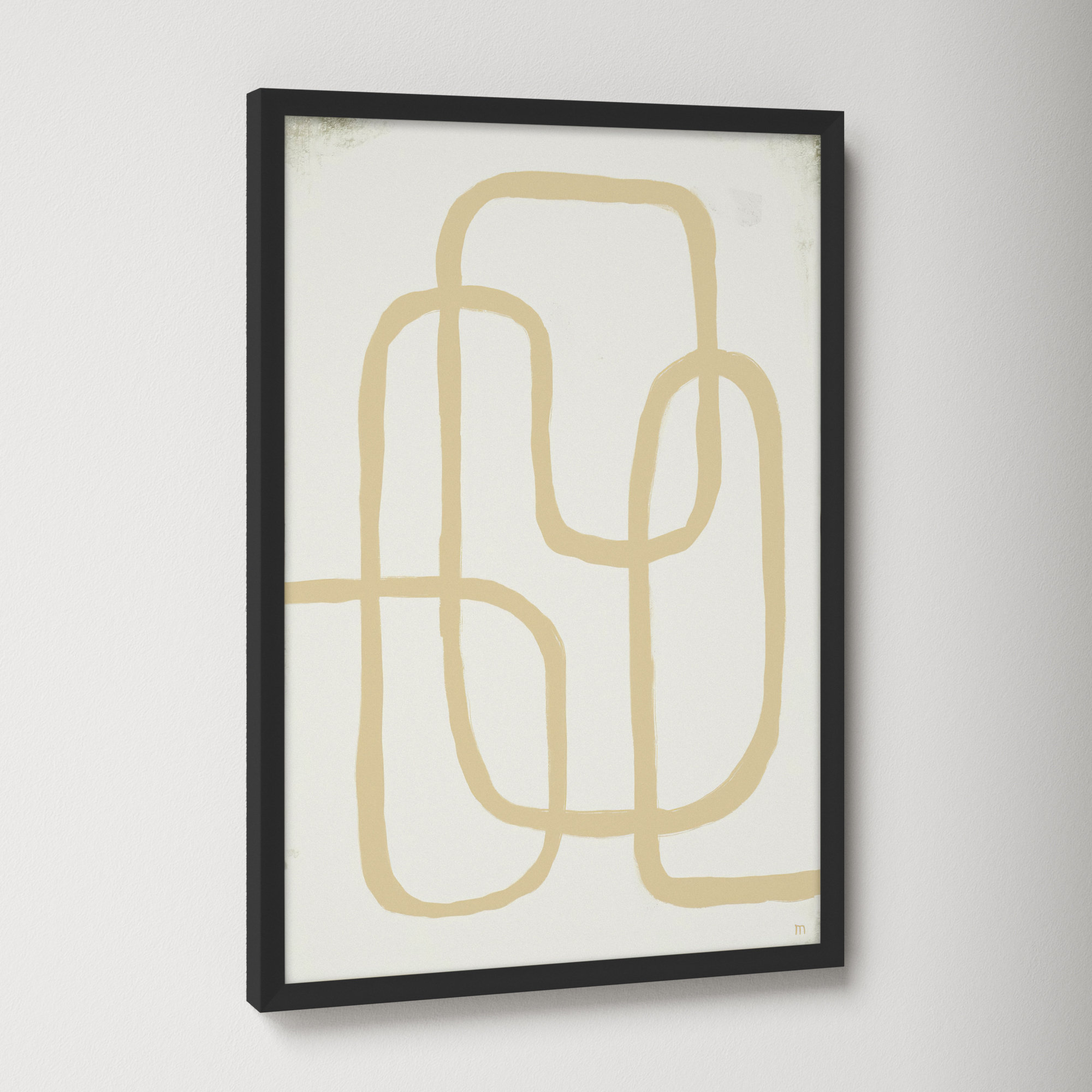 Line Works In White 2 by StudioM, 20" H x 14" W x 1.25" D, Black Framed Paper