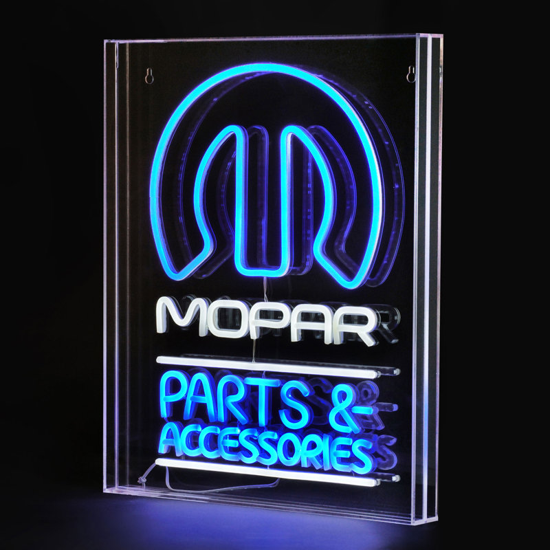 Retro Blue and White Acrylic LED Garage Sign